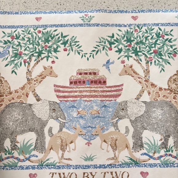 VTG Two by Two Noah's Ark Wallpaper Border 5 YD X 9" Elephant Giraffe Prepasted - Picture 3 of 14